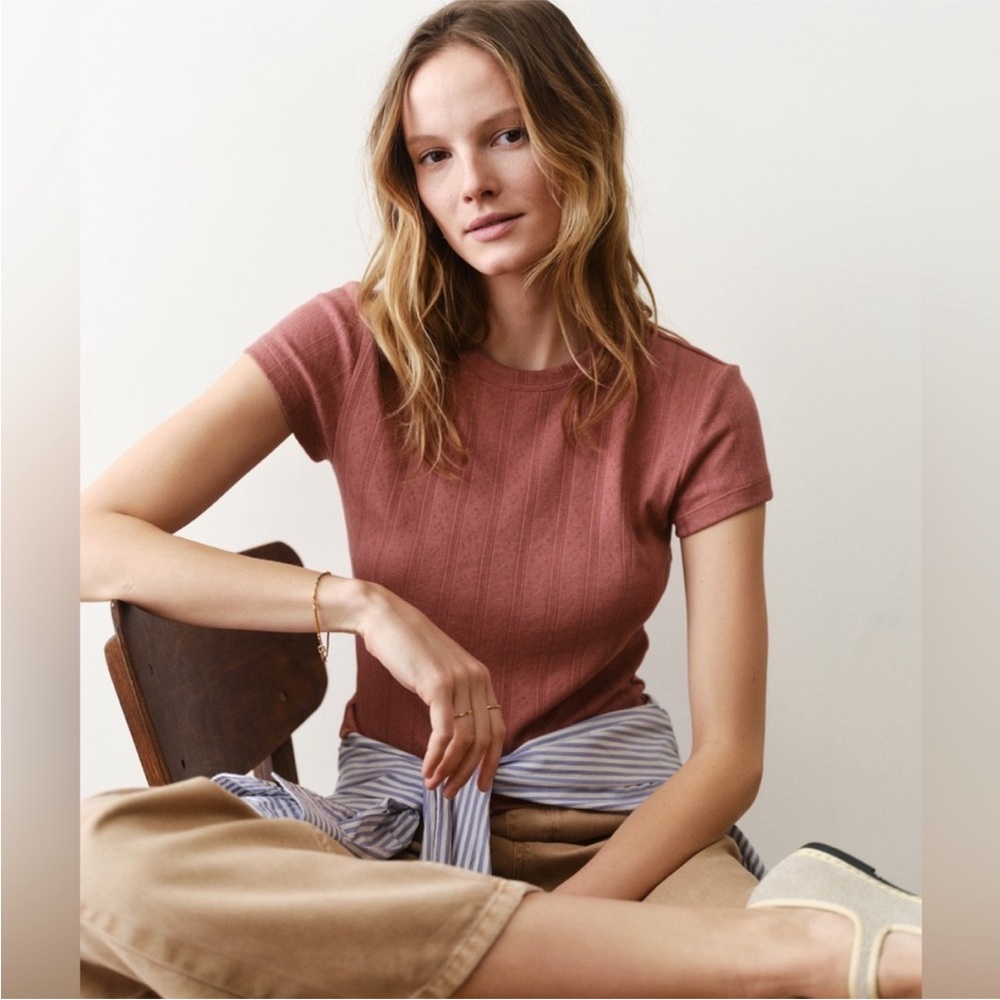 Marine Layer Rust Short Sleeve Ribbed Tee